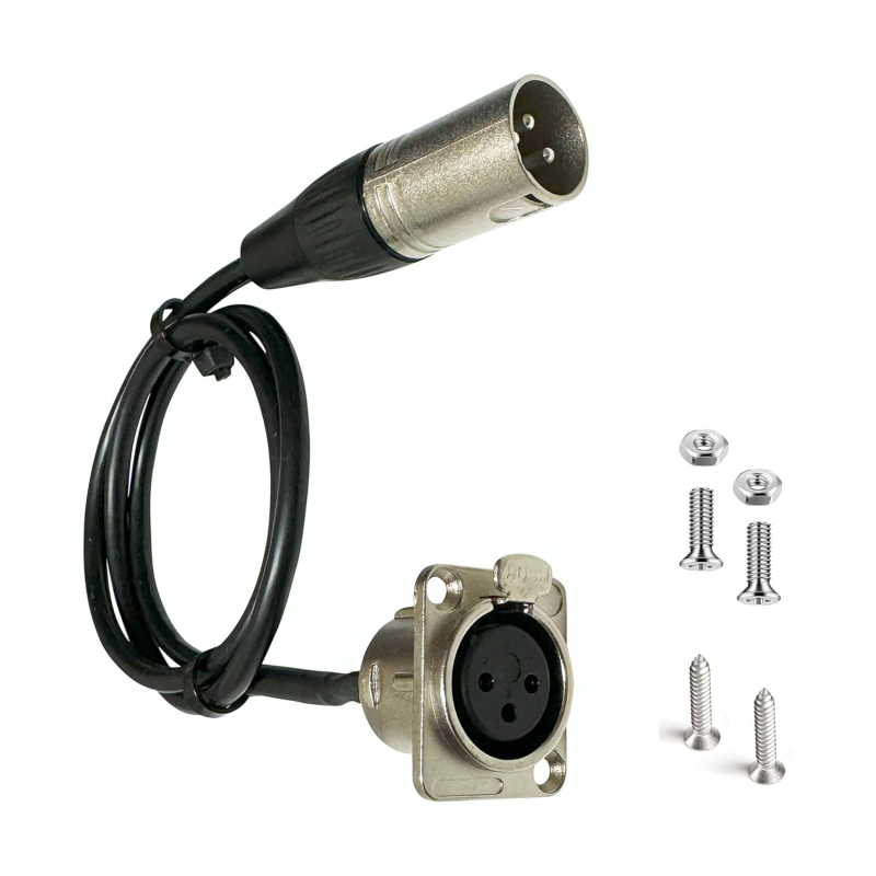 Cablu audio XLR, 3 pini, femelă la masculin, panou tip D, conectori placati cu nichel, conductor din cupru pur, ROHS