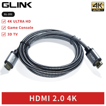 GLINK HDMI 2.0 4K kabelis ar metāla korpusu un pletena režģa dizainu audio-video lietošanai