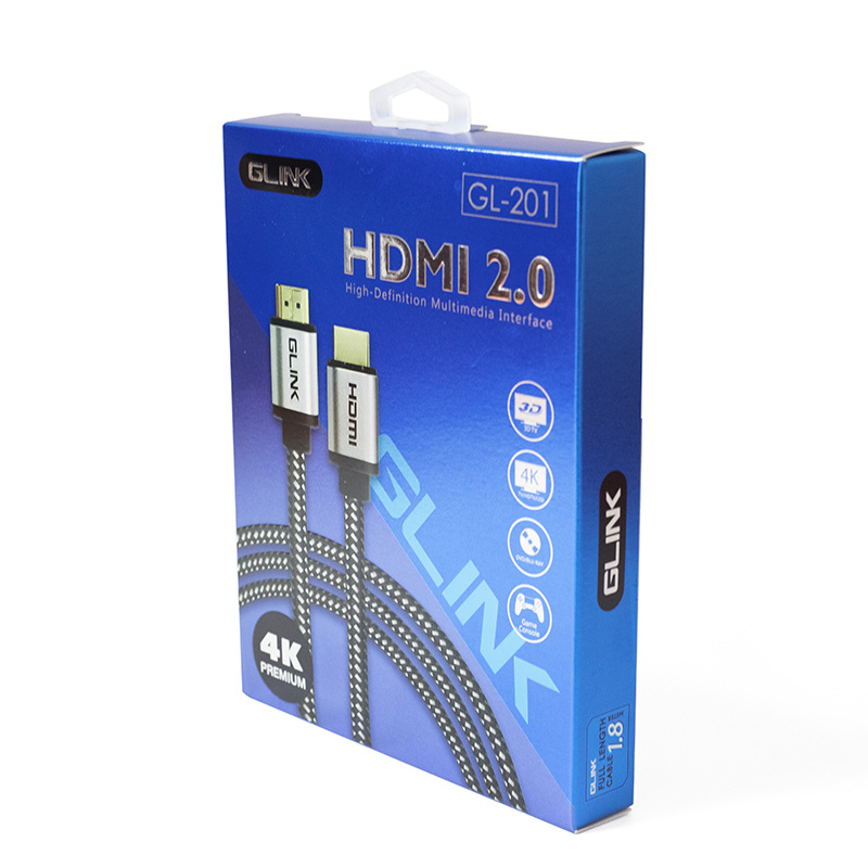 GLINK HDMI 2.0 4K kabelis ar metāla korpusu un pletena režģa dizainu audio-video lietošanai