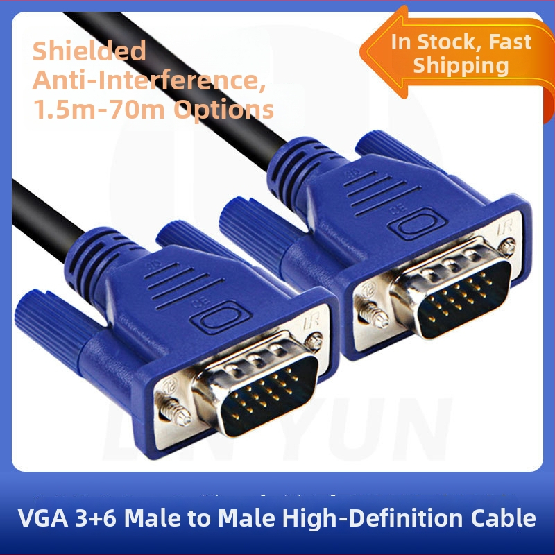 VGA pagarināšanas kabelis vīrietis-vīrietis 3+6 videopārraidei ar tīra vara vadītājiem