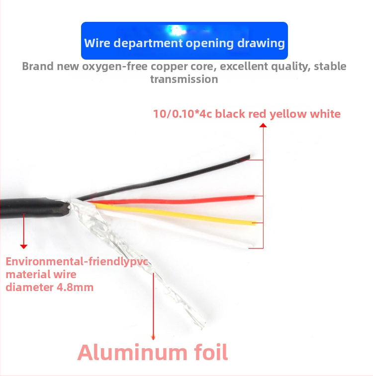 Transportlīdzekļu kameru paplašināšanas kabelis – aizsargāts 4-vadu, PVC korpuss, M12 savienotājs, video sistēmām autobusiem un kravas automobiļiem