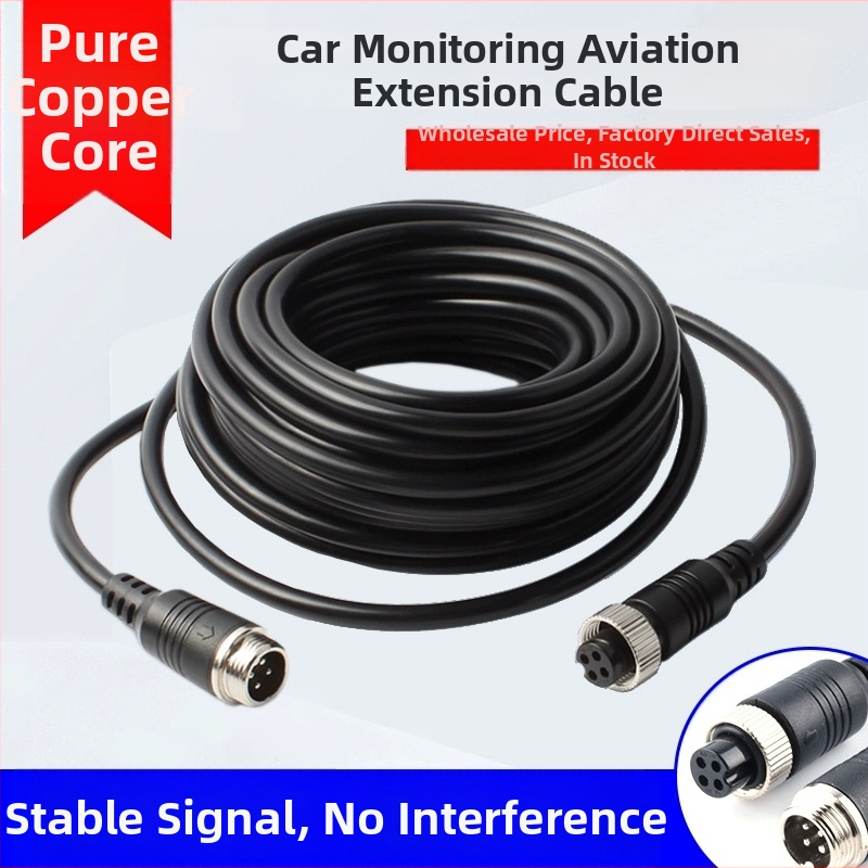 Transportlīdzekļu kameru paplašināšanas kabelis – aizsargāts 4-vadu, PVC korpuss, M12 savienotājs, video sistēmām autobusiem un kravas automobiļiem