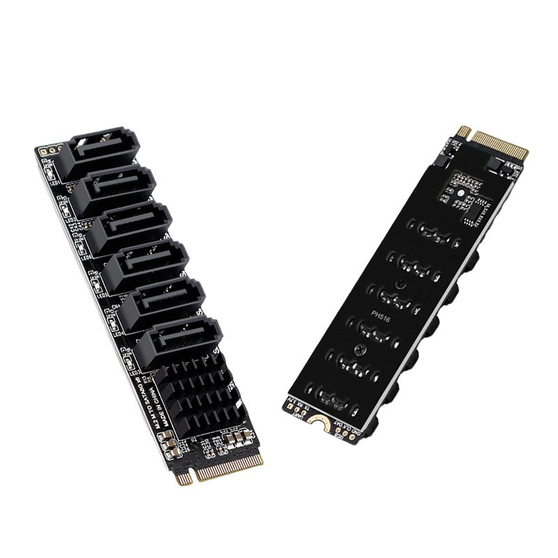 M.2 M-Key PCIe 3.0 uz SATA 6 ostām NAS paplašināšanai ar ASM1166 kontrolleri (Zy615)