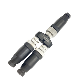 M12 Y-tip konektor za senzor, 5-pinski, 1:2 razvodnik, kabel 222 mm, pozlaćeni kontakti od mesinga, izolacija od najlona