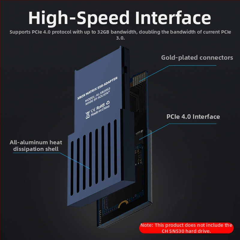Vanjska kutija za tvrdi disk Xbox Series X/S, PCIe 4.0, prijenosna, plastična