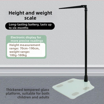 Višenamjenska vaga za visinu i težinu s 4 senzora, raspon 5–180 kg, kaljeno staklo, mjerenje tjelesne masti i vode