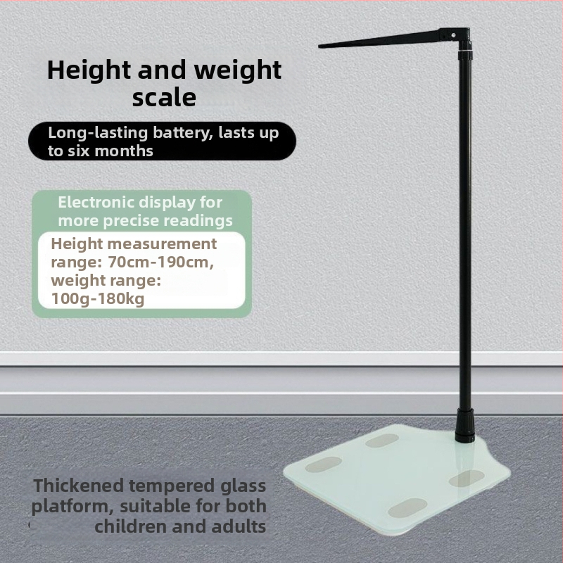 Višenamjenska vaga za visinu i težinu s 4 senzora, raspon 5–180 kg, kaljeno staklo, mjerenje tjelesne masti i vode