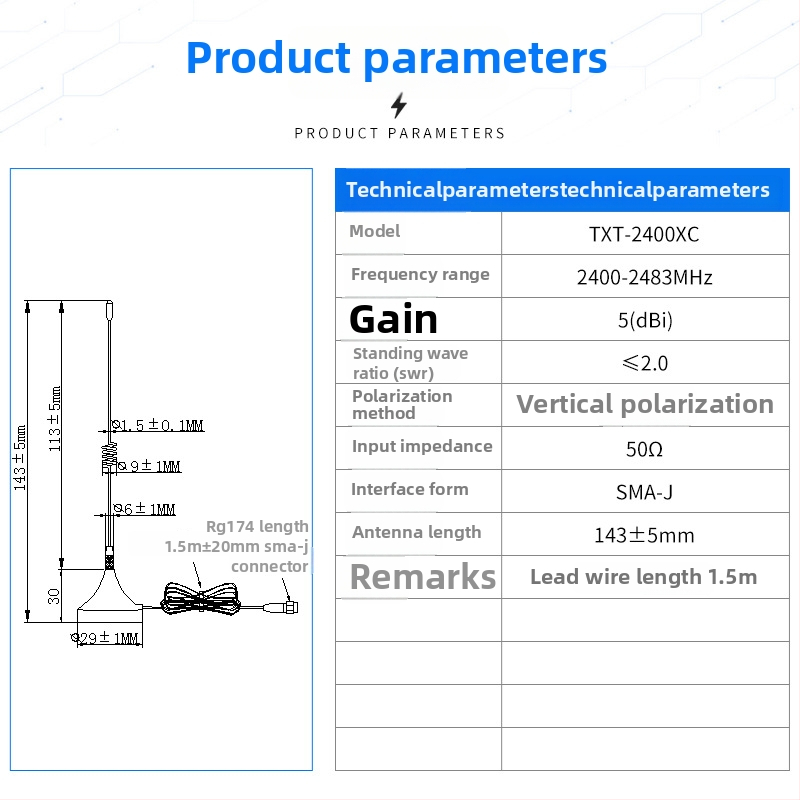 WiFi anténa s prisávacím mechanizmom, skladacia, vnútorné širokopásmové, dlhý dosah, stabilný prenos
