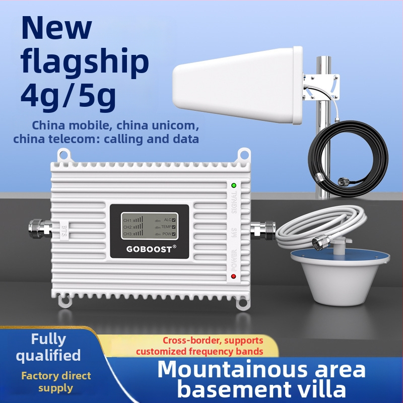 Signāla pastiprinātājs pagraba, villu un biroju kalnu apgabalos; tīkls 2G/3G/4G; pārklājums 200–800 m²; Wi‑Fi 802.11n