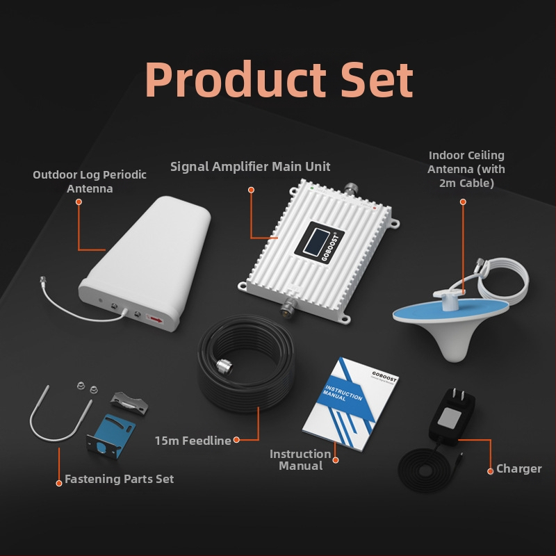 Signāla pastiprinātājs pagraba, villu un biroju kalnu apgabalos; tīkls 2G/3G/4G; pārklājums 200–800 m²; Wi‑Fi 802.11n