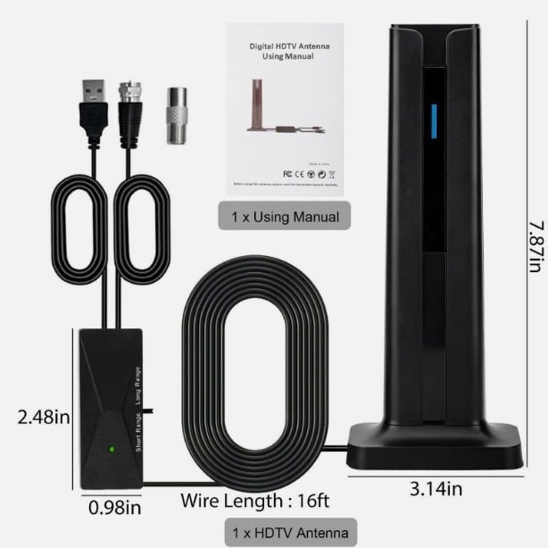 Ah-190 antenă TV 4K, antenă digitală internă DVB-T/ATSC/ISDB-T, cu câștig mare, rază de până la 120 mile