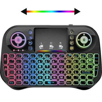 I10 Bežični tipkovnica s pozadinskim osvjetljenjem i air-mouseom (mini) – Bluetooth 2.4G, ergonomska, dimenzije 161×107×20 mm, OEM