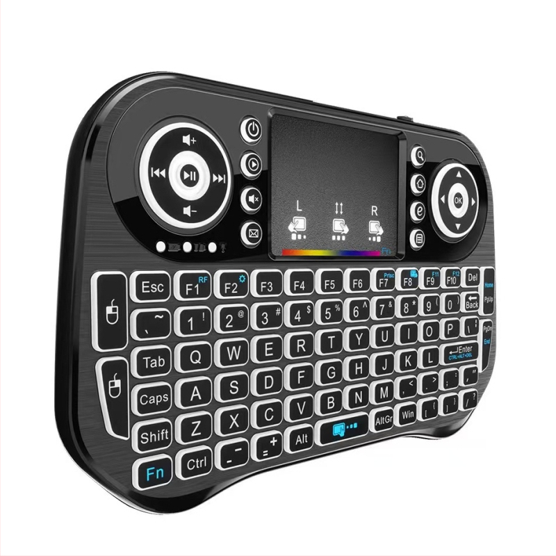 I10 Bežični tipkovnica s pozadinskim osvjetljenjem i air-mouseom (mini) – Bluetooth 2.4G, ergonomska, dimenzije 161×107×20 mm, OEM