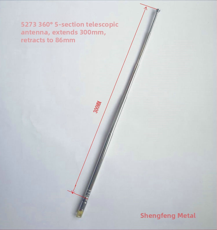 Shengfeng teleskopiskā radio antena no nerūsējošā tērauda, modelis 5273III, svars 0,085 kg