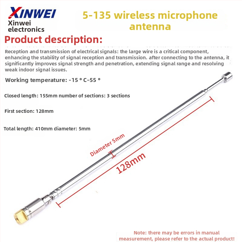 Xinwei teleskopická anténa pre Walkie-Talkie a FM rádio, BNC7-114 konektor, zisk signálu