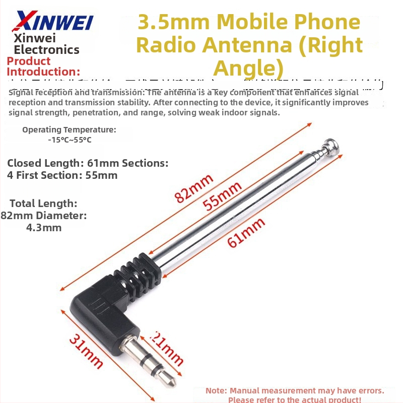 Xinwei teleskopická anténa pre Walkie-Talkie a FM rádio, BNC7-114 konektor, zisk signálu