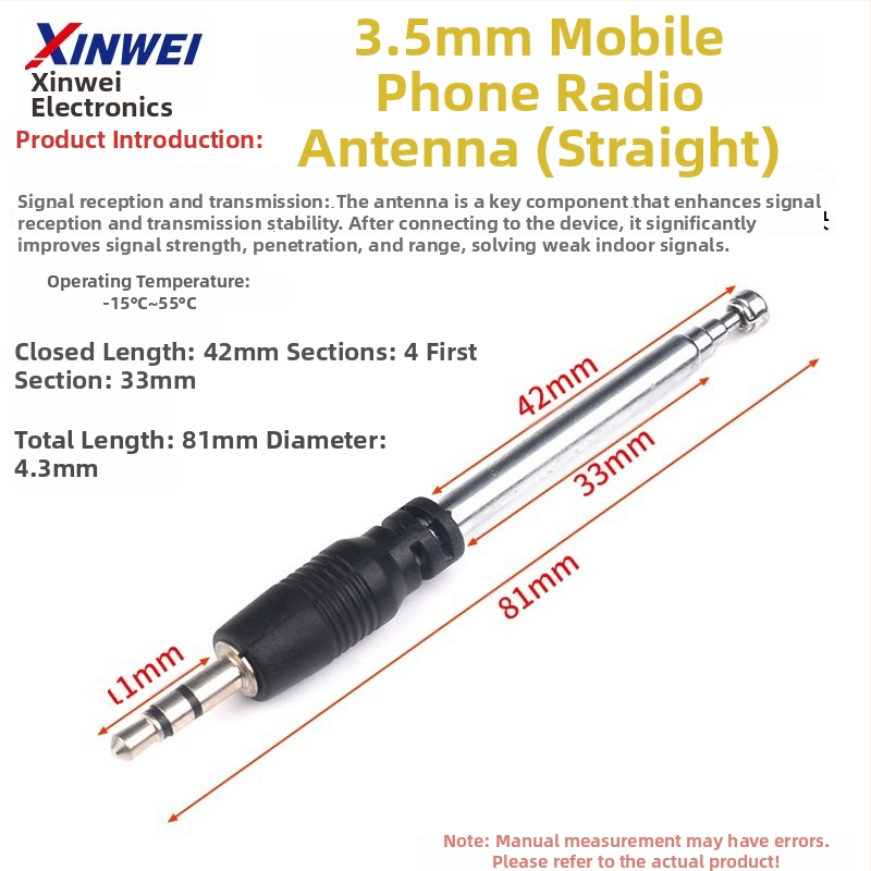 Xinwei teleskopická anténa pre Walkie-Talkie a FM rádio, BNC7-114 konektor, zisk signálu