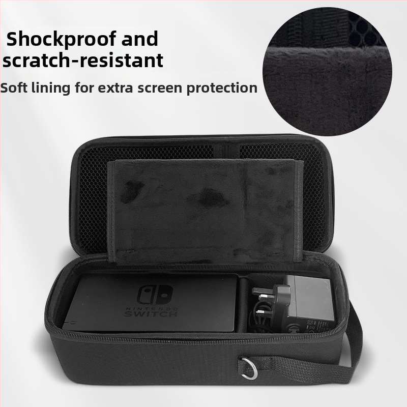 Ochranné puzdro Nintendo Switch OLED so stojanom, materiál EVA PU denim, tepelné lisovanie šitia, kompatibilné so Switch OLED/Switch/Lite, hmotnosť 500 g, zips uzáver