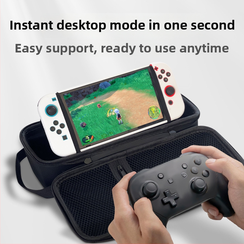 Ochranné puzdro Nintendo Switch OLED so stojanom, materiál EVA PU denim, tepelné lisovanie šitia, kompatibilné so Switch OLED/Switch/Lite, hmotnosť 500 g, zips uzáver