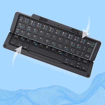Tastatură Bluetooth pliabilă, ultra-subțire, fără fir, compatibilă universal, suport trei sisteme de operare, 60 de taste, corp ABS, dimensiuni 230×135×6 mm