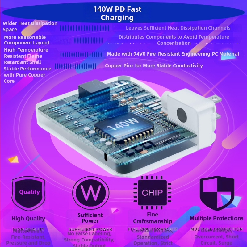 140W USB-C laadija Apple sülearvutile — väljund 28V, 5A, sisend 110-245V