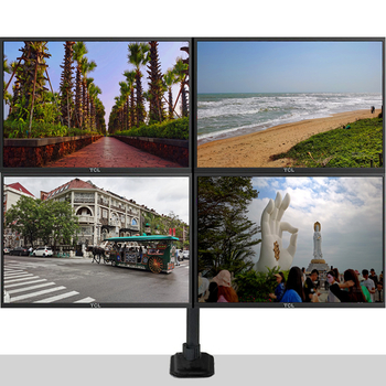 Braț monitor cu patru ecrane, pe bază de birou, din oțel, înălțire reglabilă, compatibil universal, greutate 5 kg