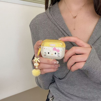 Carcasă AirPods cu design Kitty în stil desene animate, material TPU, turnare prin injecție