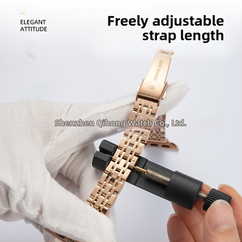 Apple Watch siksna – plāna nerūsējošā tērauda metāla ķēde ar septiņām pērlēm, sprādze ar klikšķi, platums 20 mm/22 mm