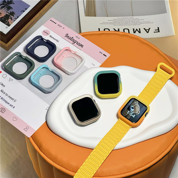 Aizsargājošā apvalka Apple Watch S10/S9 un iWatch 8 lietošanai ar silikona rāmi un TPU korpusu, stilīgs dizains