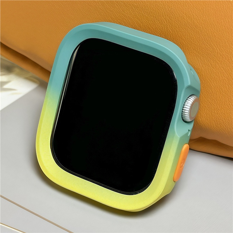 Aizsargājošā apvalka Apple Watch S10/S9 un iWatch 8 lietošanai ar silikona rāmi un TPU korpusu, stilīgs dizains