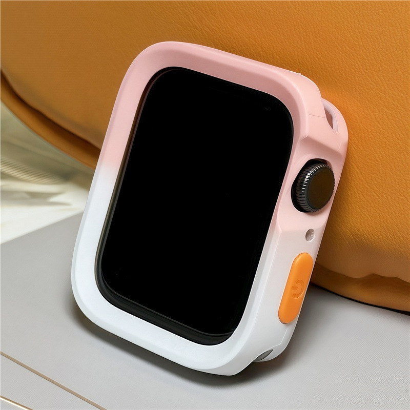 Aizsargājošā apvalka Apple Watch S10/S9 un iWatch 8 lietošanai ar silikona rāmi un TPU korpusu, stilīgs dizains