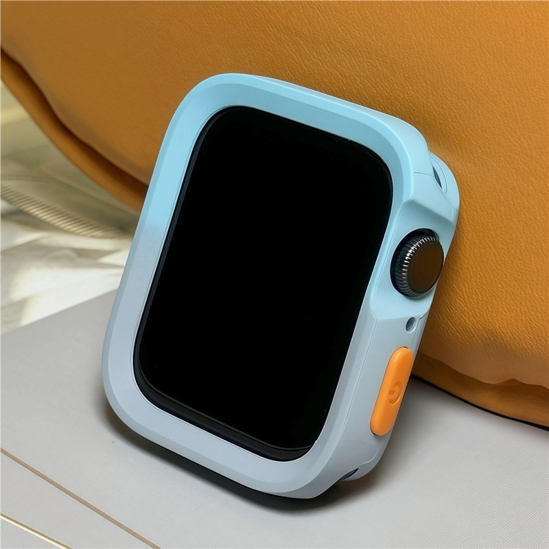 Aizsargājošā apvalka Apple Watch S10/S9 un iWatch 8 lietošanai ar silikona rāmi un TPU korpusu, stilīgs dizains