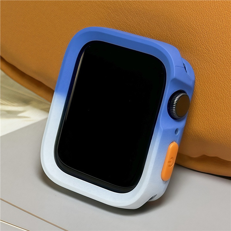 Aizsargājošā apvalka Apple Watch S10/S9 un iWatch 8 lietošanai ar silikona rāmi un TPU korpusu, stilīgs dizains