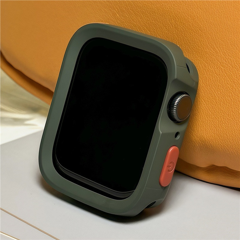 Aizsargājošā apvalka Apple Watch S10/S9 un iWatch 8 lietošanai ar silikona rāmi un TPU korpusu, stilīgs dizains