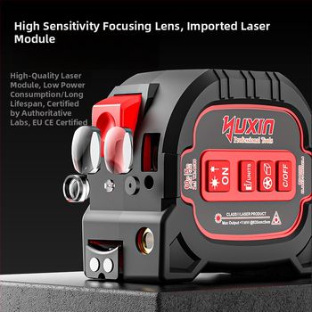 Yuxin lāzera attāluma mērītājs, 3-in-1 krustlīnijas lāzers, digitālā mērlente