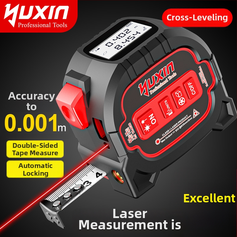 Yuxin lāzera attāluma mērītājs, 3-in-1 krustlīnijas lāzers, digitālā mērlente