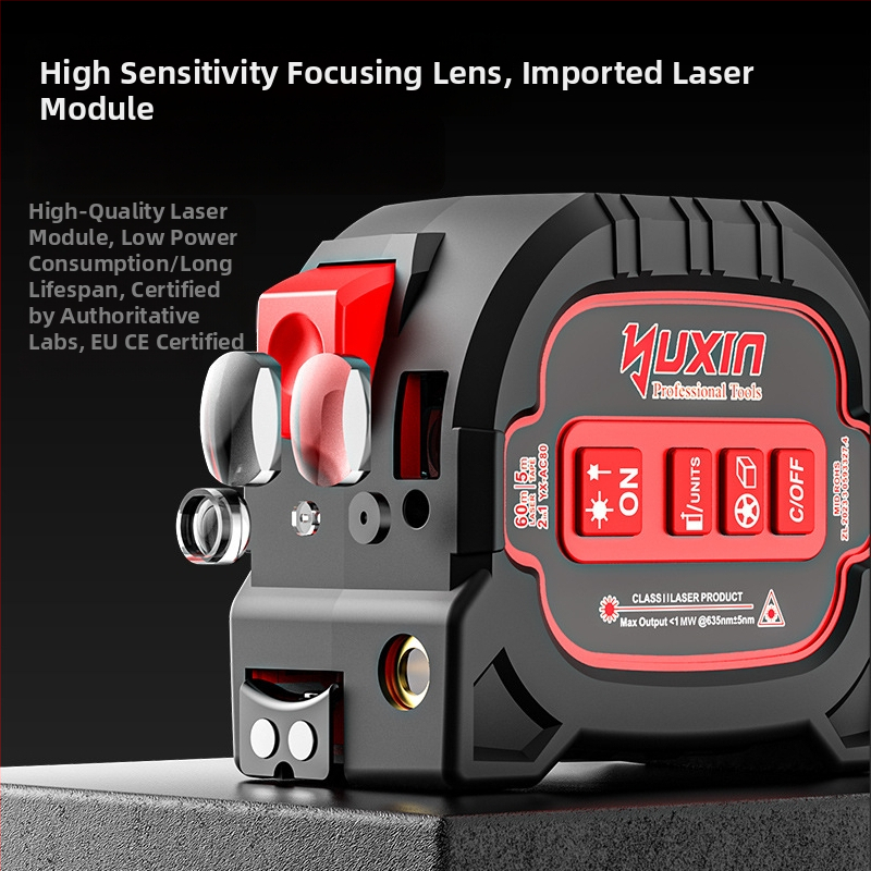 Yuxin lāzera attāluma mērītājs, 3-in-1 krustlīnijas lāzers, digitālā mērlente