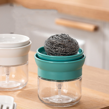 Dozator Kobayashi pentru detergent cu apăsare, cu recipient din sticlă — materiale: PP + sticlă sodică; stil: modern minimalist; greutate: 320 g