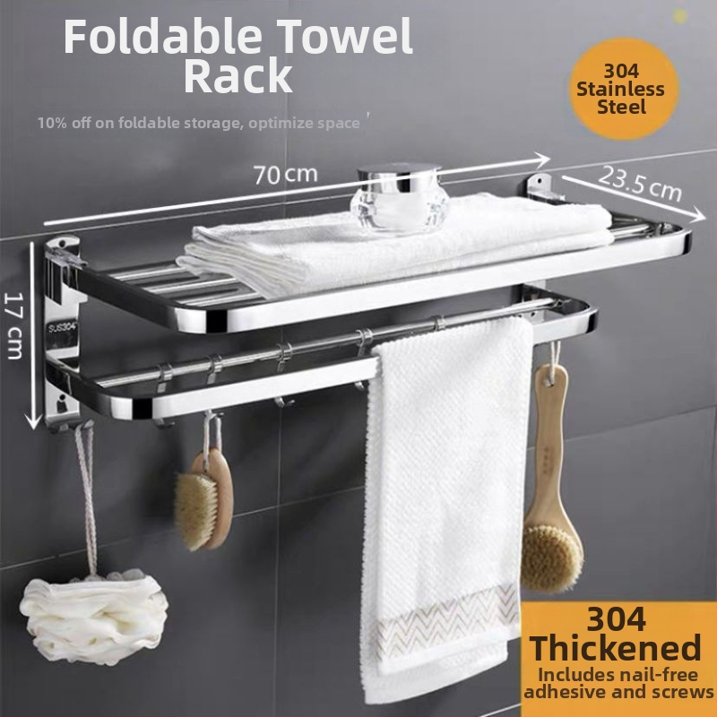 Roostevabast terasest rätikute hoidik, puurimata, kokkupandav vannitoa hoidik, 1 kiht, kandevõime kuni 1 kg