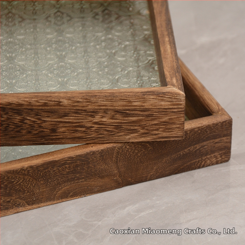 Obdĺžnikový sklenený podnos na servírovanie – na ovocie a koláčiky, čaj a kávu, moderný minimalistický štýl