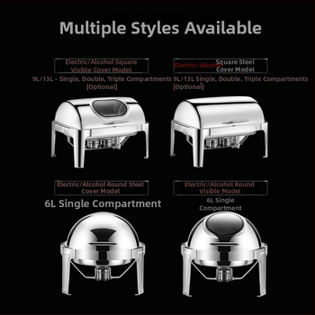 Bufetinis pečius su atverčiamu dangčiu, nerūdijantis plienas 201, elektrinis šildymas, izoliatas, stačiakampis, viešbučiams ir restoranams