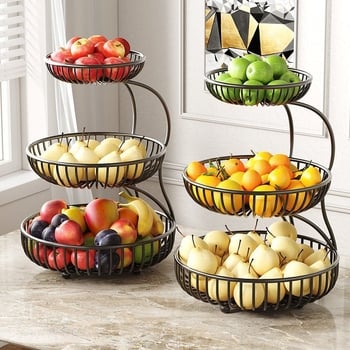 Coș de fructe cu mai multe niveluri pentru sufragerie — afișaj pe masă, stil simplu, stil chinezesc nou
