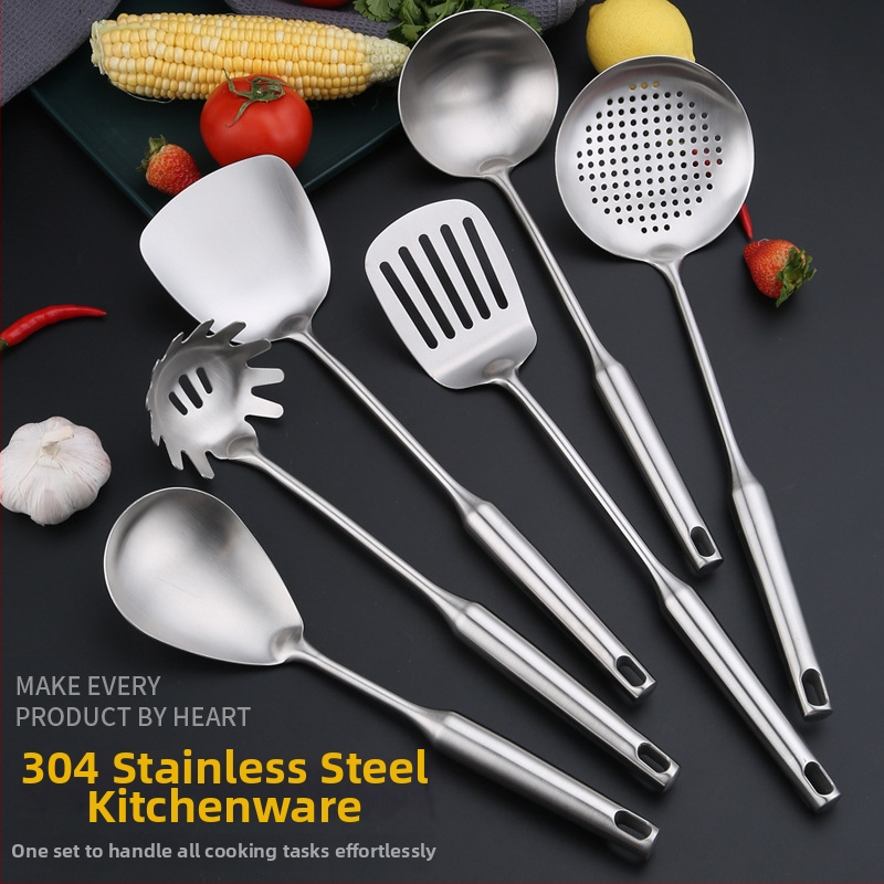 Nerūsējošā tērauda karotes un lāpstas komplekts, 6 gab., pretslīdēšanas rokturis, izturīgs pret augstām temperatūrām