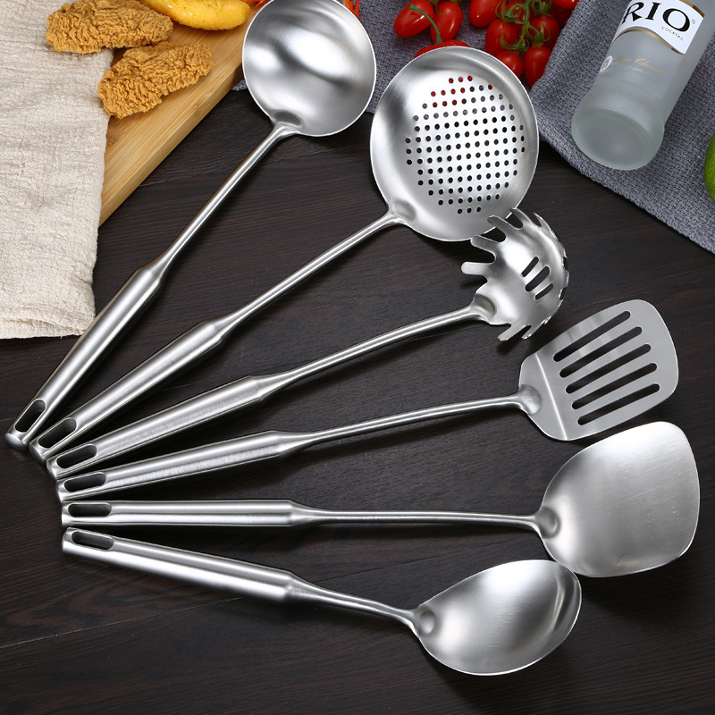 Nerūsējošā tērauda karotes un lāpstas komplekts, 6 gab., pretslīdēšanas rokturis, izturīgs pret augstām temperatūrām