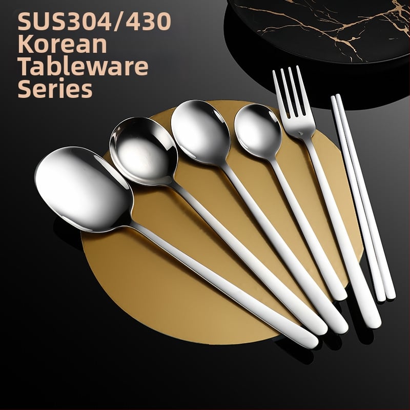 Комплект прибори за хранене от 304 неръждаема стомана: корейски стил за деца, съдържа лъжица, вилица и нож, портативен