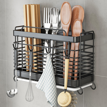 Rozsdamentes acélból készült falra szerelhető konyhai eszköztartó – pálcikákhoz, késekhez és kanálokhoz, multifunkcionális