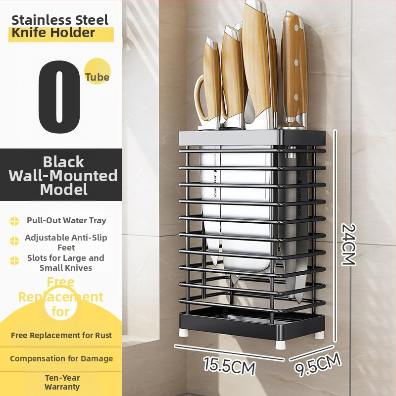 Rozsdamentes acélból készült falra szerelhető konyhai eszköztartó – pálcikákhoz, késekhez és kanálokhoz, multifunkcionális