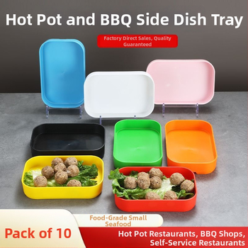 Pravouhlý plastový tanier na morské plody, pre hot pot a BBQ – podglazúrový povrch, moderný minimalistický štýl