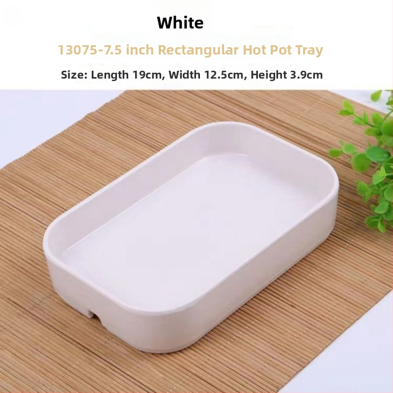 Pravouhlý plastový tanier na morské plody, pre hot pot a BBQ – podglazúrový povrch, moderný minimalistický štýl