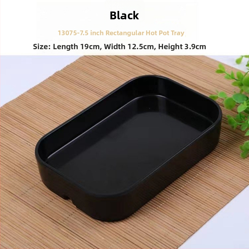 Pravouhlý plastový tanier na morské plody, pre hot pot a BBQ – podglazúrový povrch, moderný minimalistický štýl